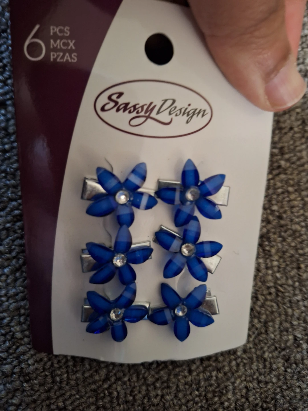 6 Piece Sassy Design Blue Flower Hair Clips