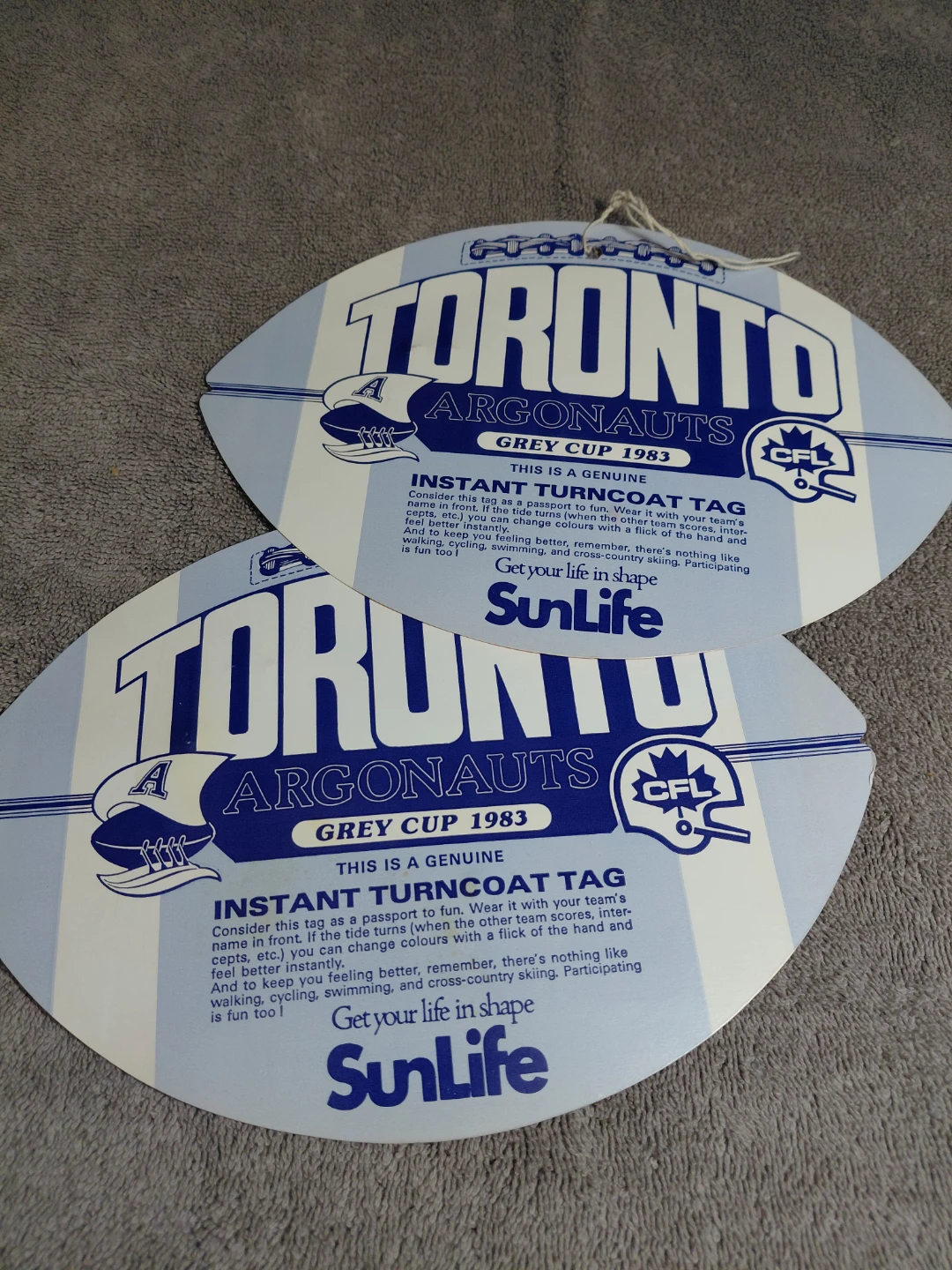 Vintage 1983 CFL SunLife Instant Turncoat Tags - photo 4