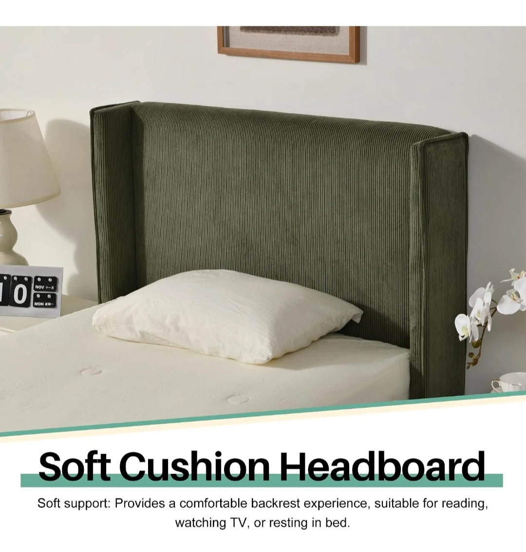 Green Twin Size Upholstered Bed Frame - photo 5
