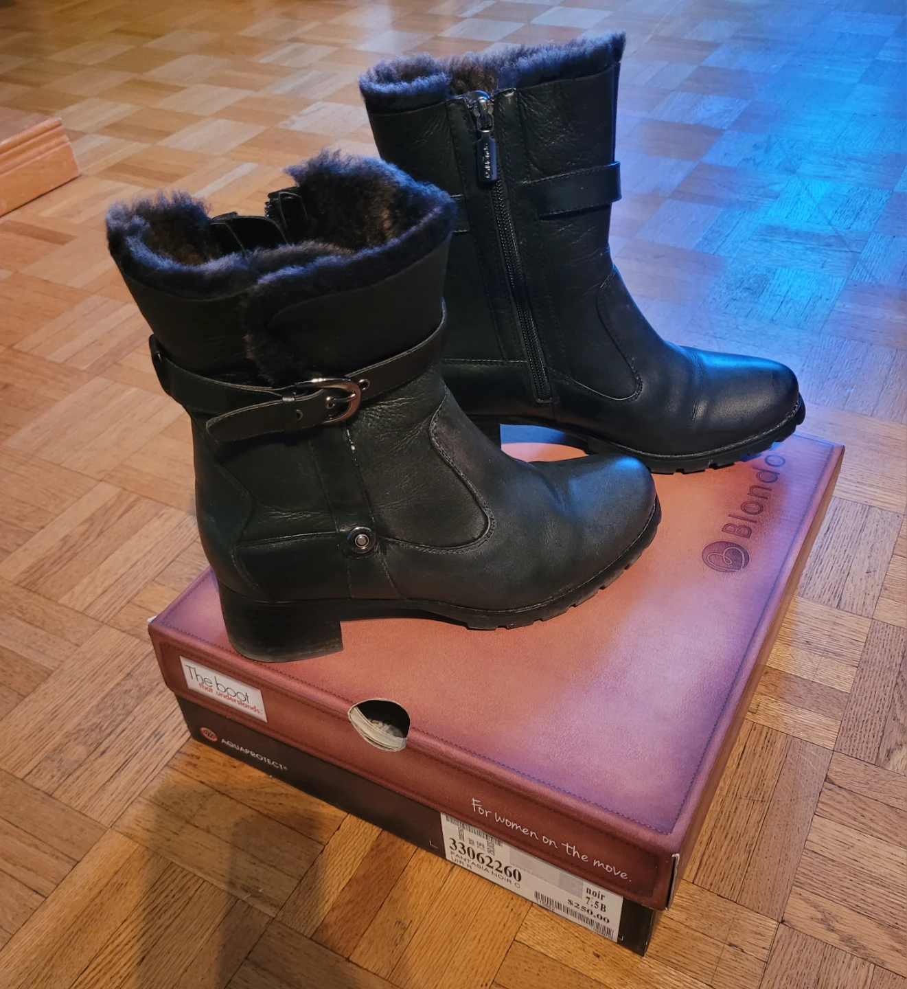 Blondo Fantasia Leather Winter Boots Black Size 7.5B
