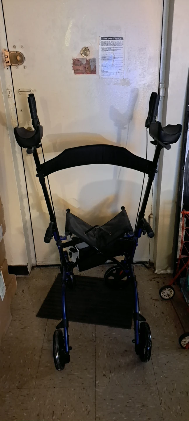 Blue Four-Wheel Upright Walker