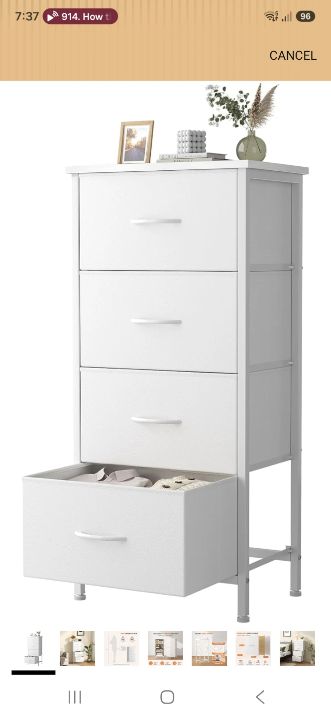 4-Drawer Vertical Fabric Dresser Storage Tower