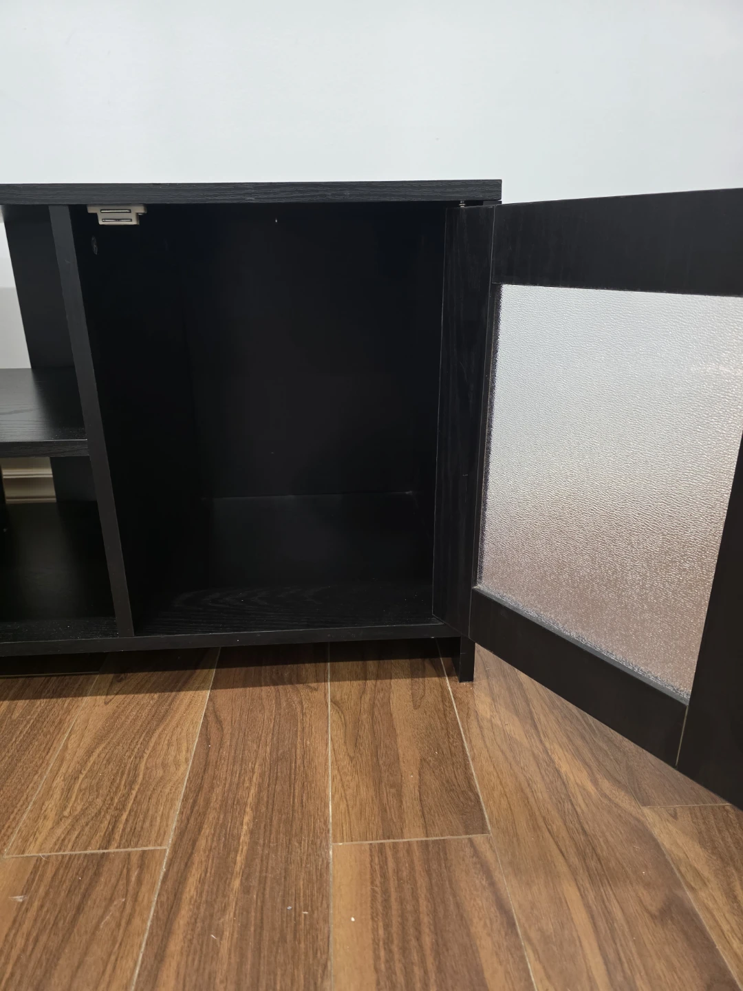 Black TV Stand with Glass Cabinet Door - photo 2
