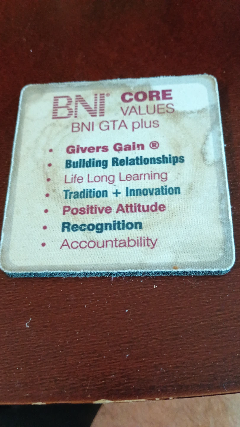 BNI Core Values Coaster