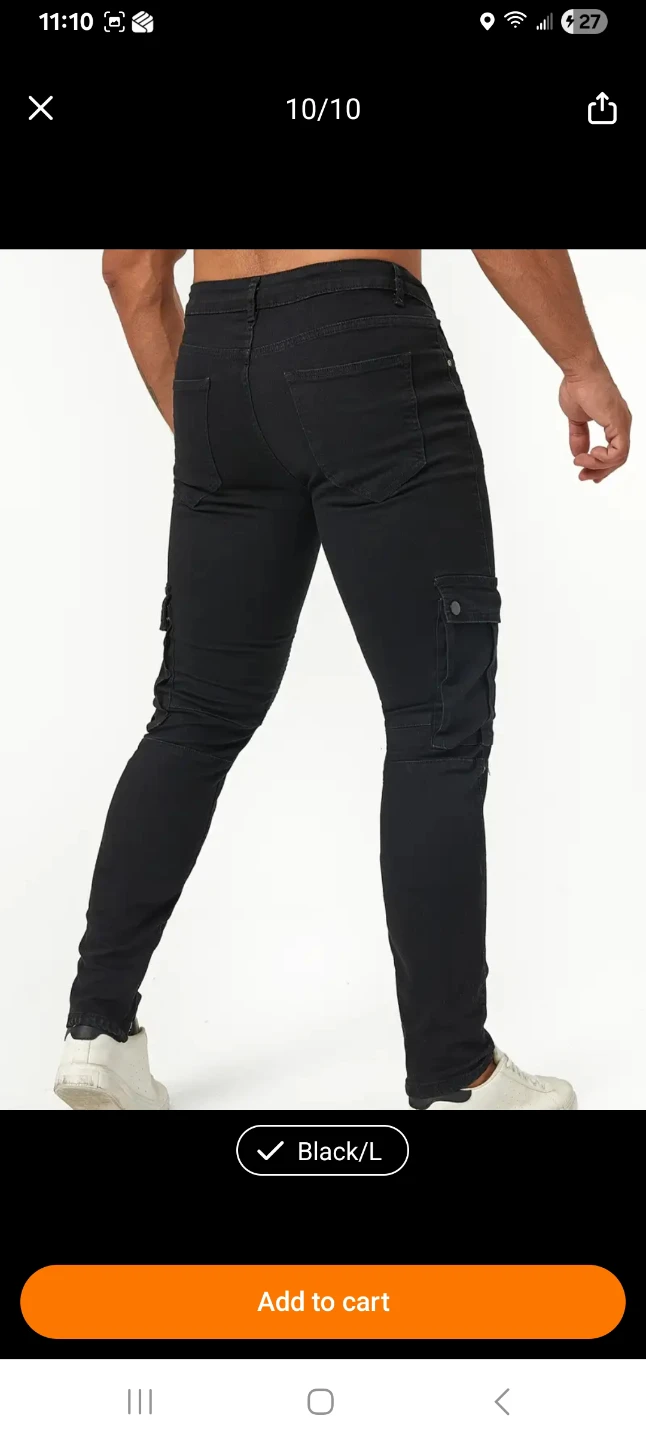 Black Slim Fit Cargo Pants - photo 4