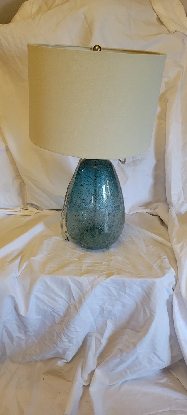 Set of Two Blue Glass Table Lamps - photo 3