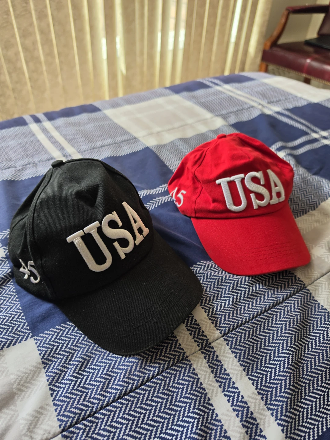 Two USA 45 Baseball Caps