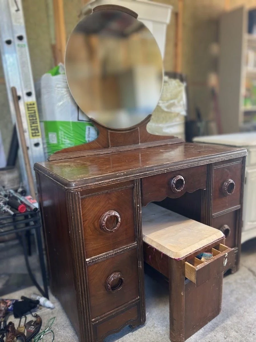 Vintage Wooden Vanity with Mirror - photo 5