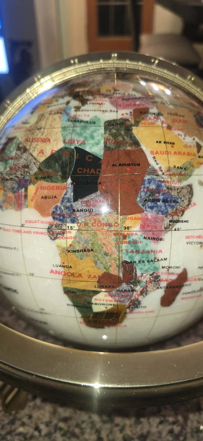 Semi-Precious Gemstone Tabletop Globe with Compass - photo 4