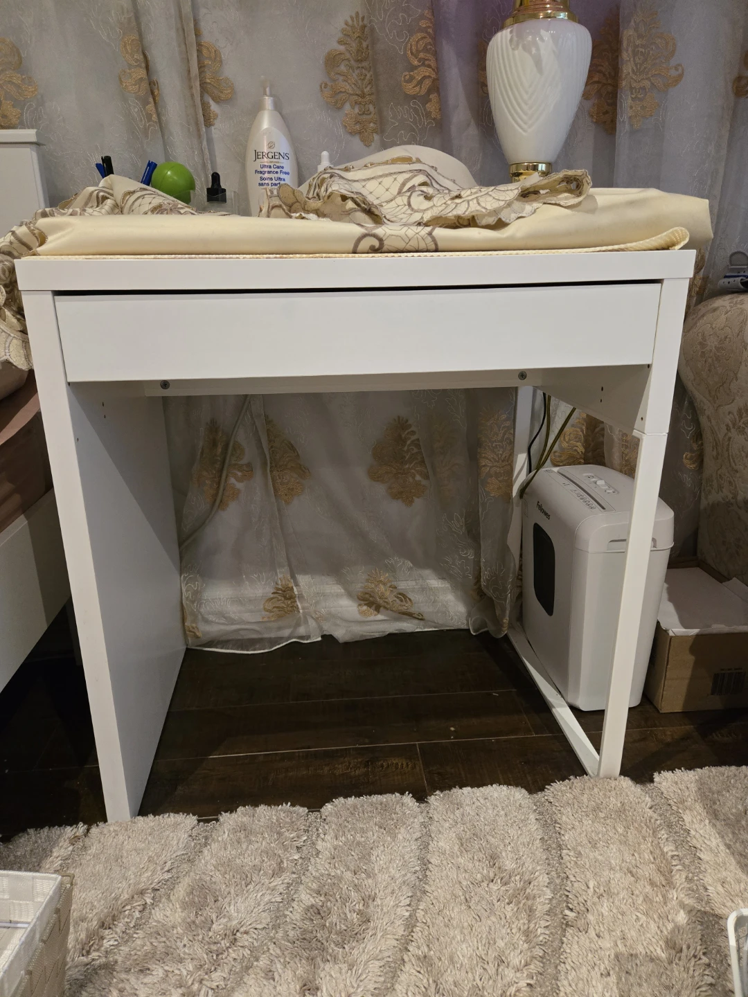 White Minimalist Desk with Drawer