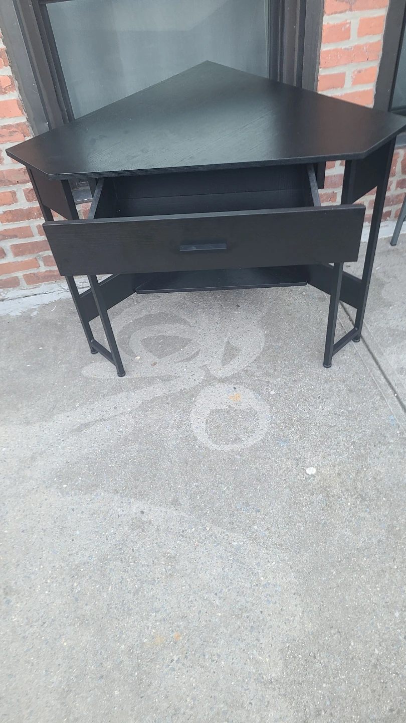 Black Corner Desk with Drawer - photo 3