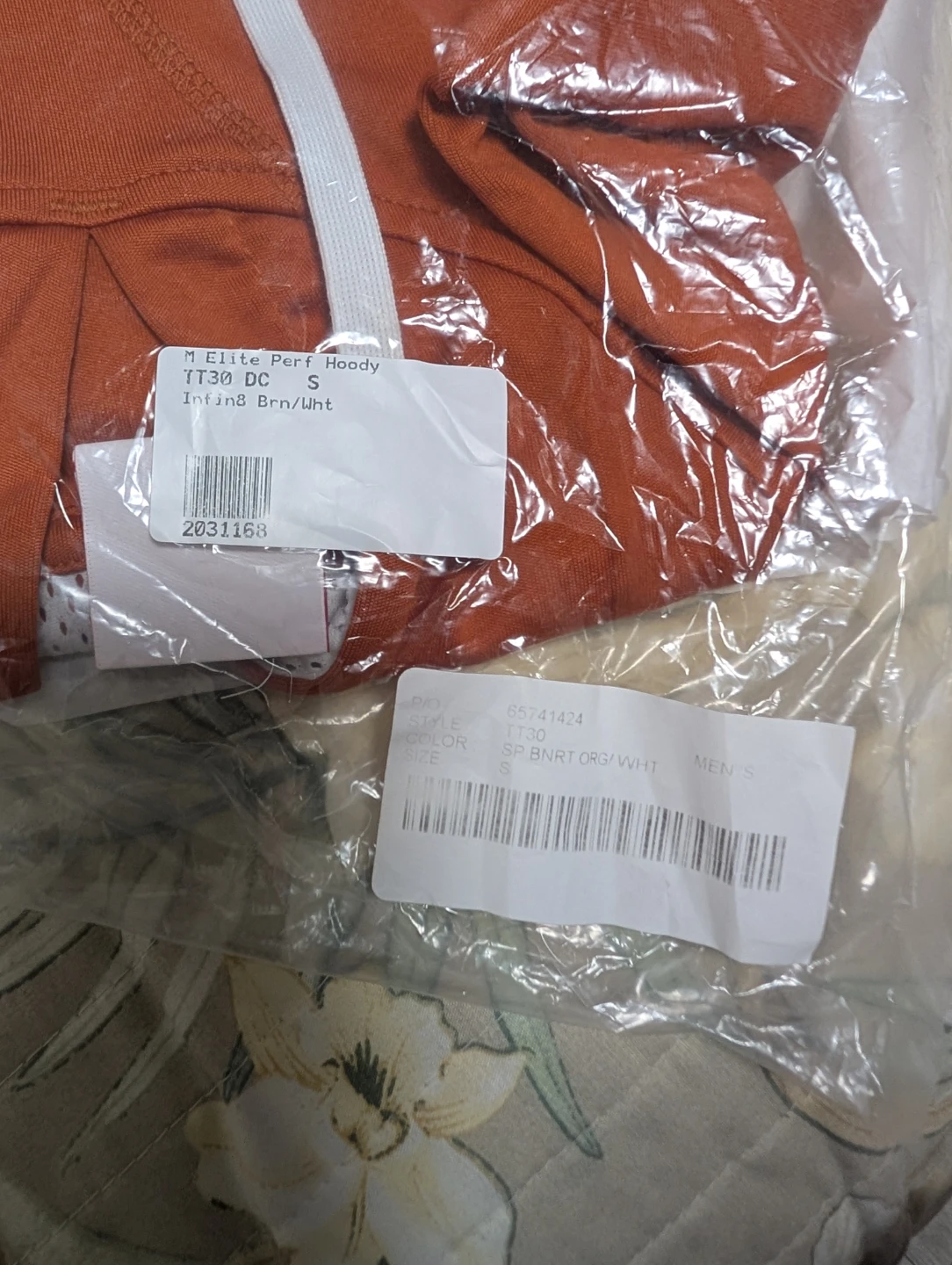 Elite Performance Hoodie - Burnt Orange/White -Small - photo 5