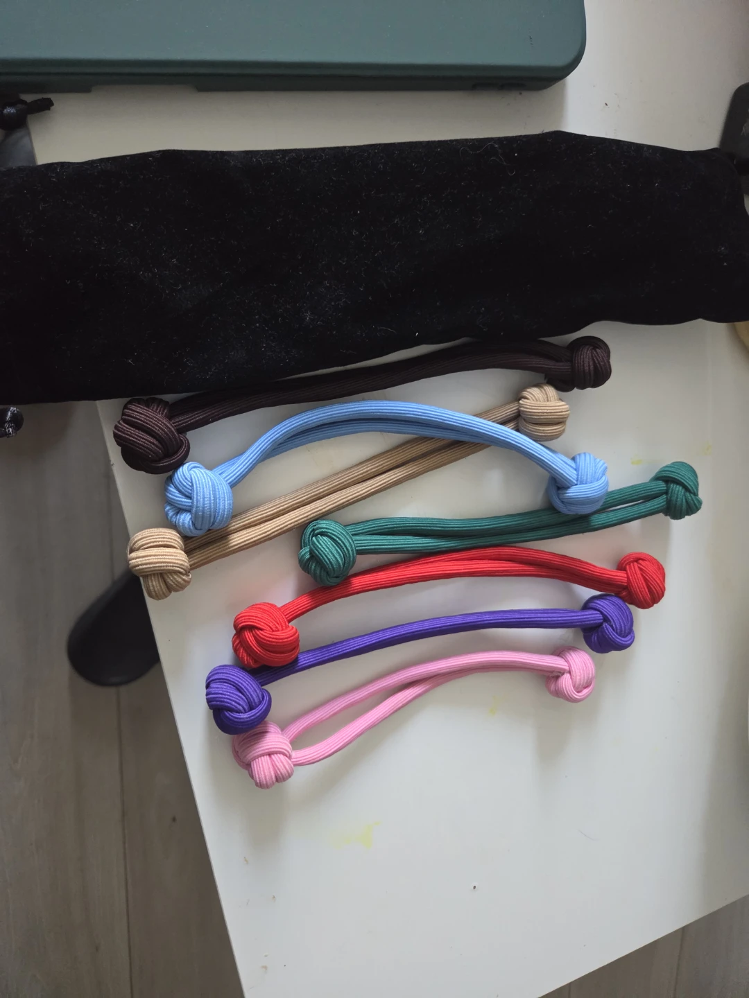 Set of 7 Cord Knot Hair Ties with Pouch - photo 2
