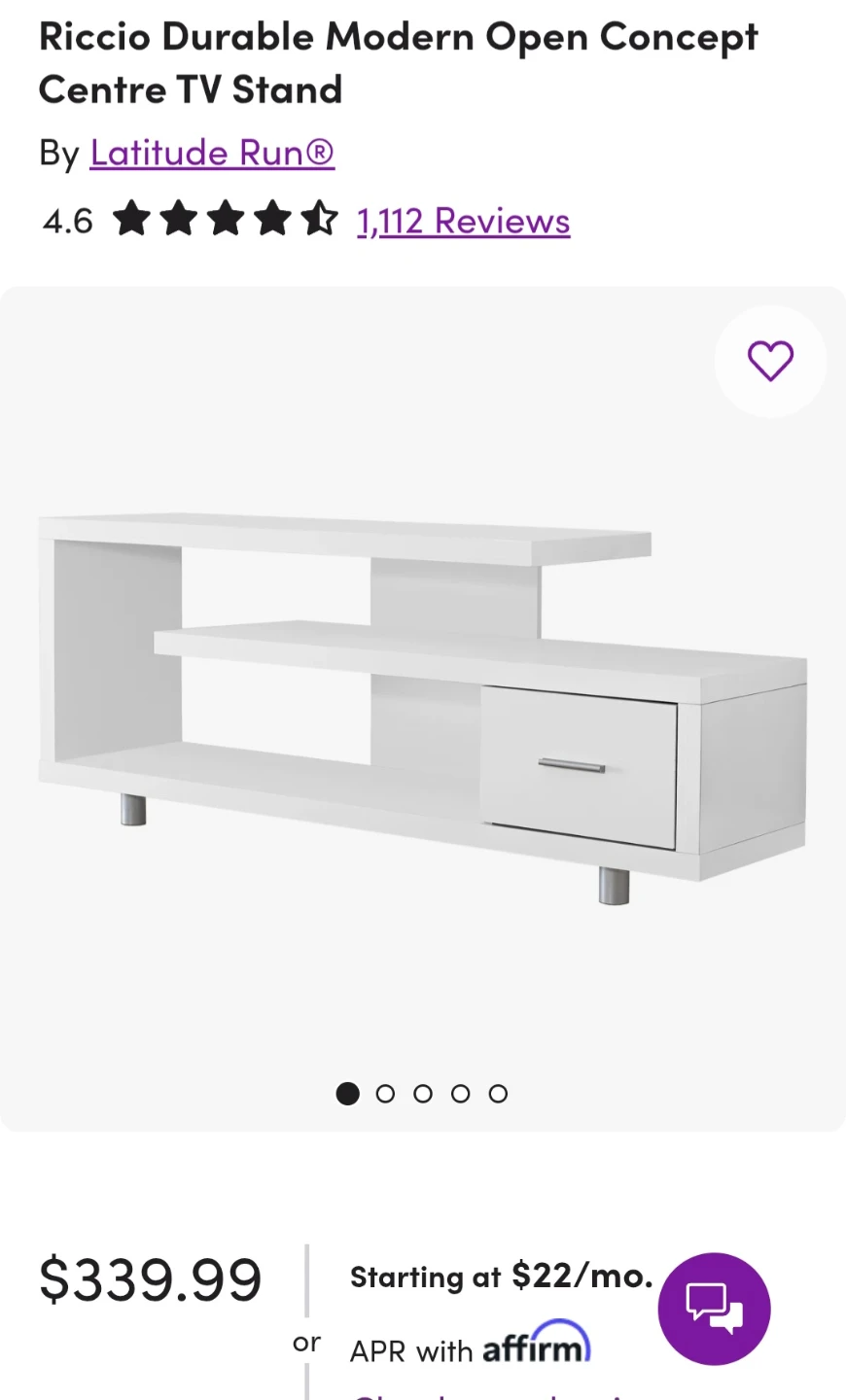Modern White TV Stand - photo 2