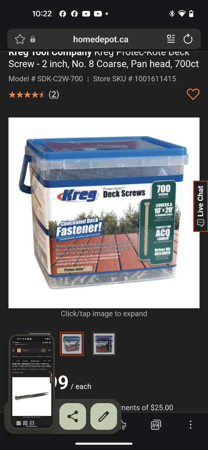 Kreg Protec-Kote Deck Screws 2-Inch, 700 Count - photo 2