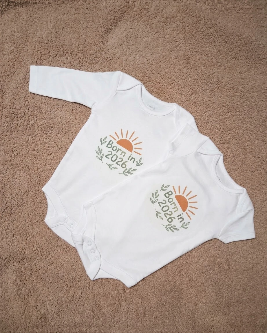 Born in 2026 Baby Bodysuits 🤍👶