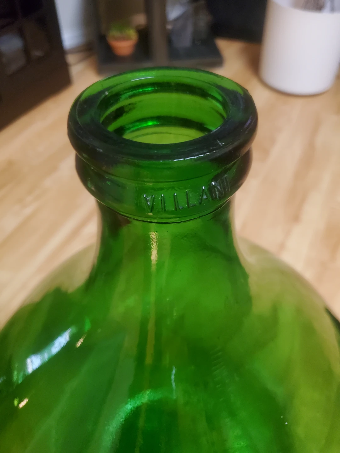 Two Vintage Villani Green Glass Carboys - photo 4