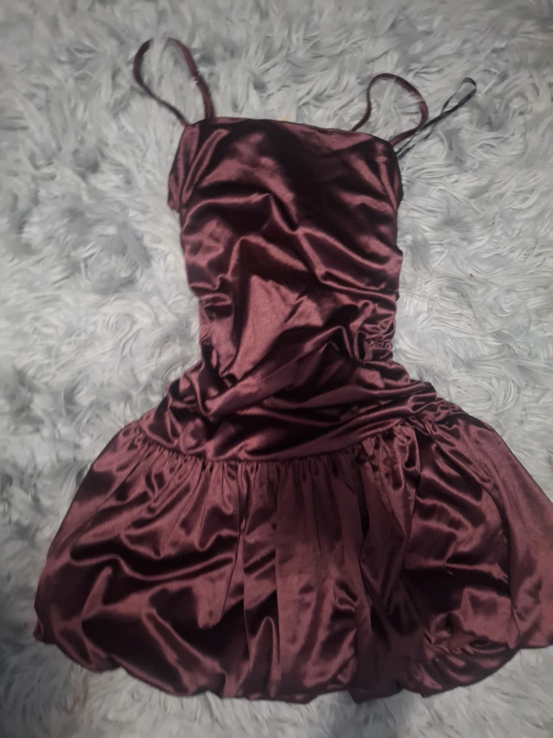 Burgundy Satin Mini Dress