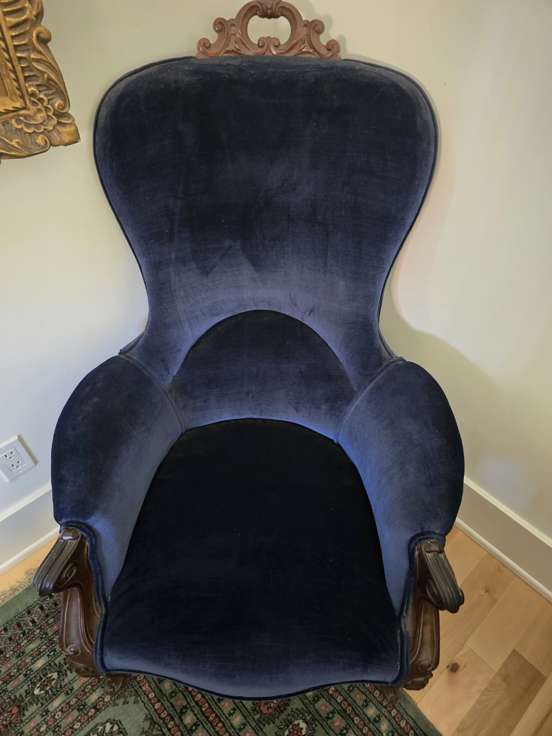 Vintage Navy Velvet Accent Chair