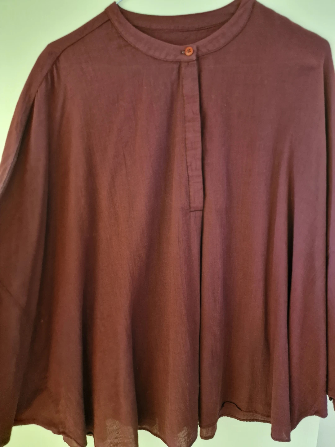 Burgundy Loose-Fit Button-Up Shirt