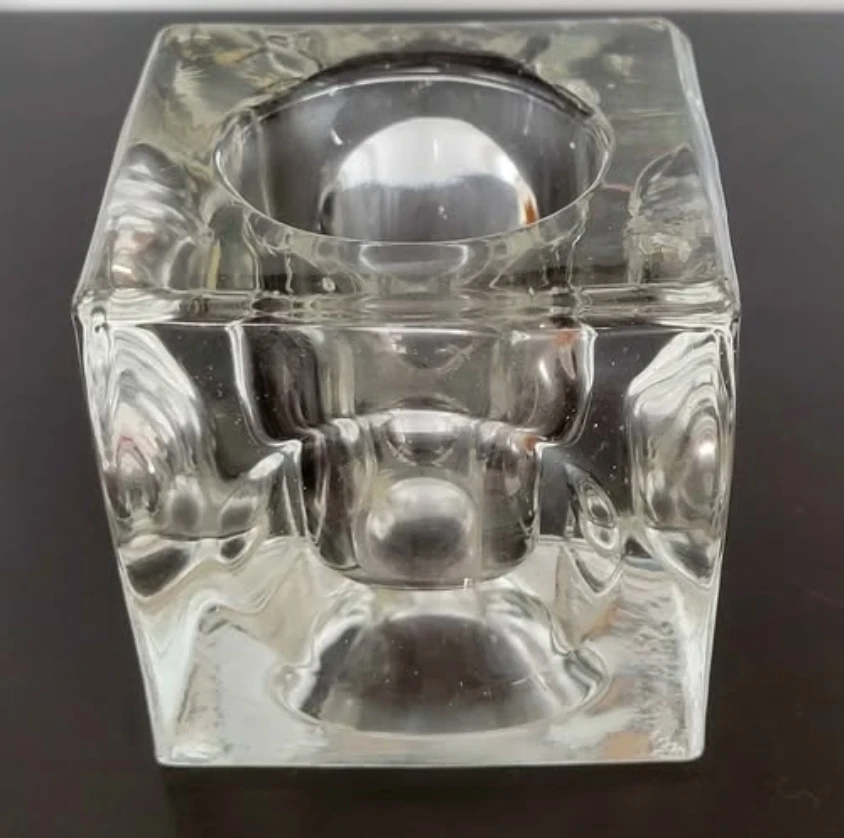 Set of 3 Crystal Cube Tealight Holders and a Candle - photo 2