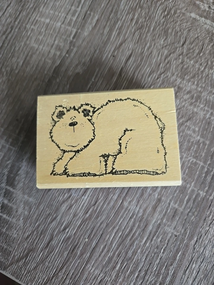 Rubber Stamp with Bear Illustration