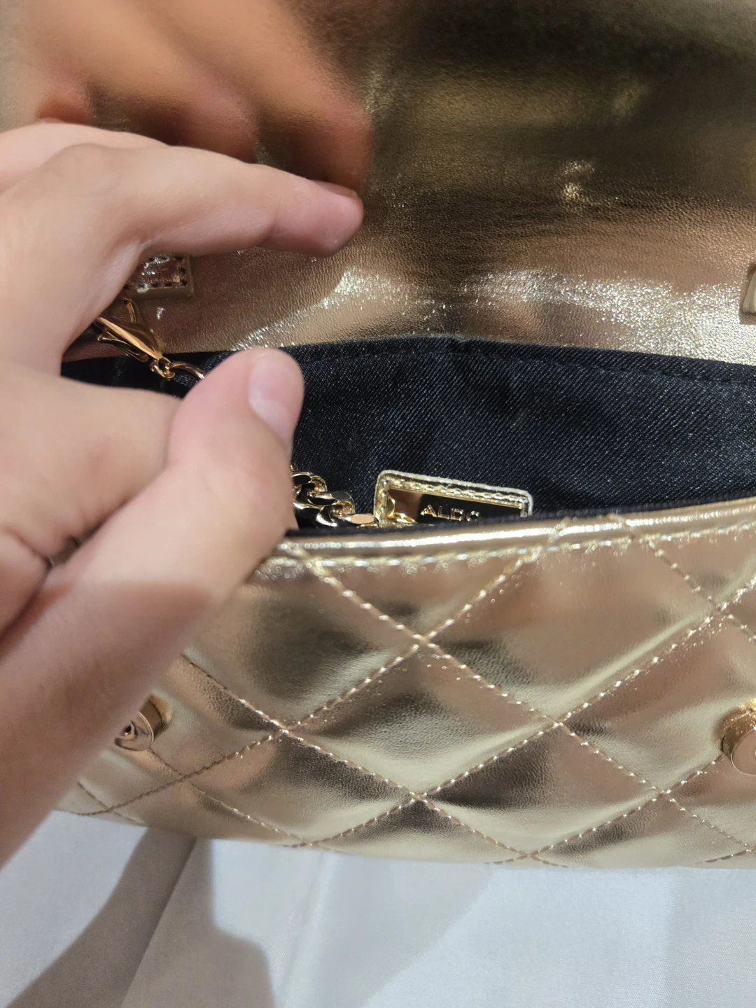 ALDO Gold Quilted Crossbody Bag