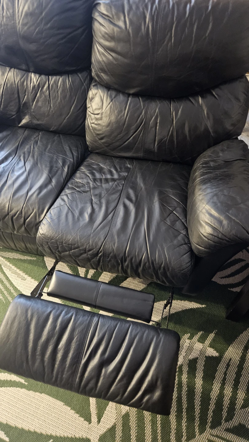 Black Leather Reclining Loveseat