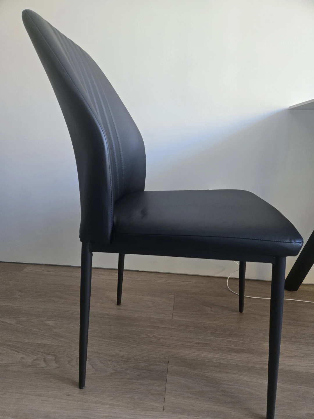 Modern White Marble-Look Table and Black Chairs Set - photo 5