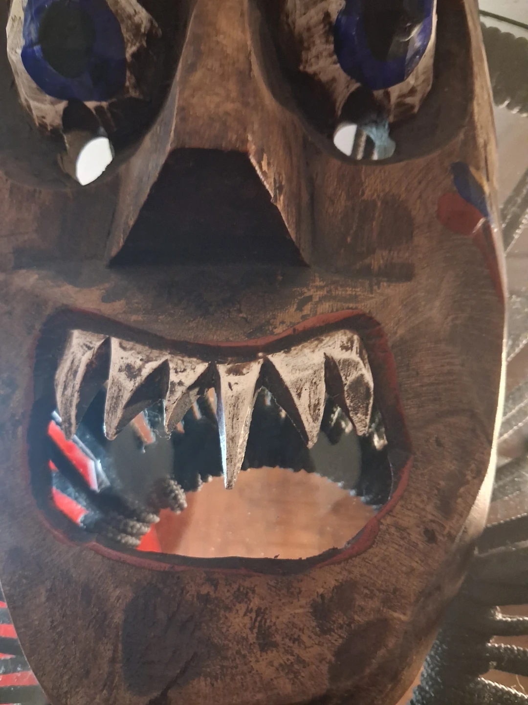 Hand-Carved Wooden Decorative Mask - photo 3