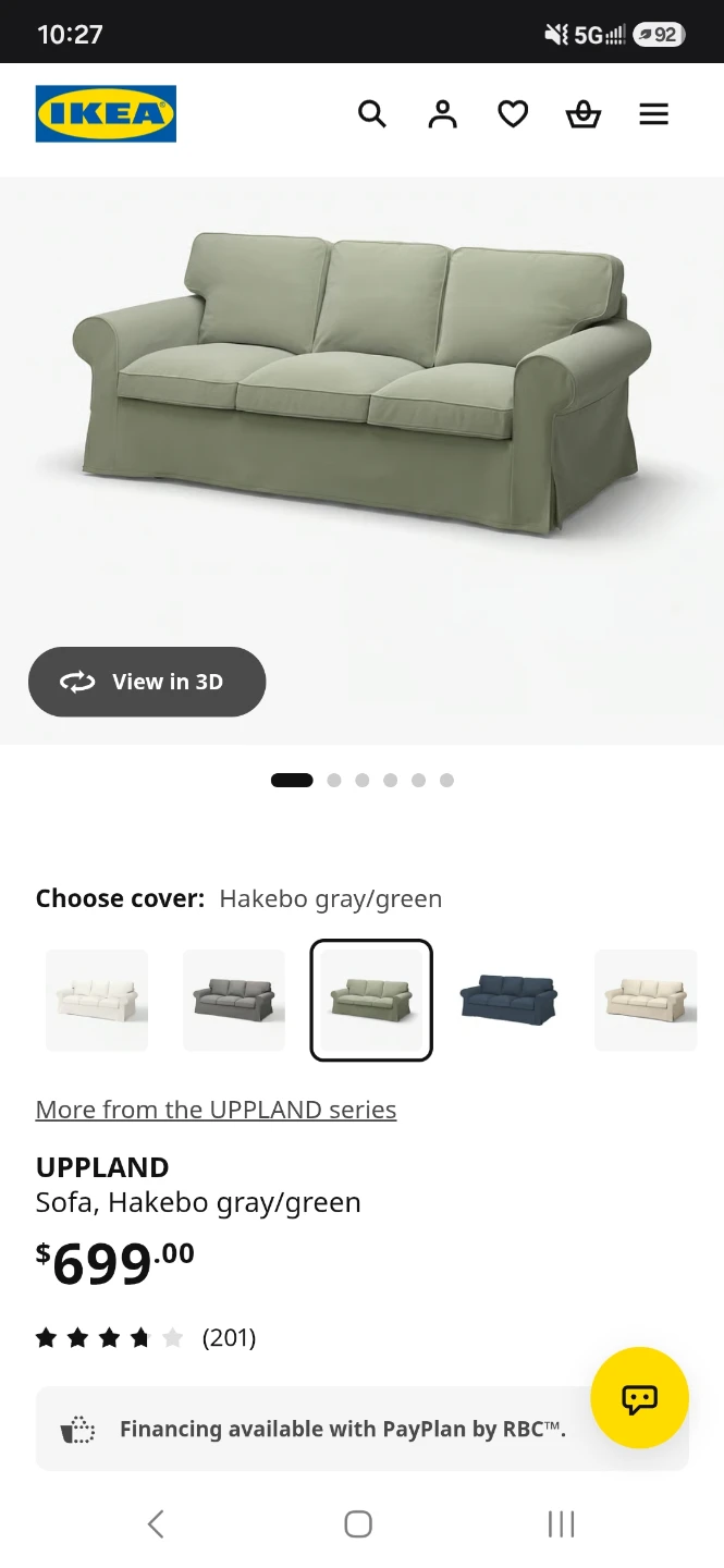 IKEA UPPLAND Sofa in Hakebo gray/green - photo 3