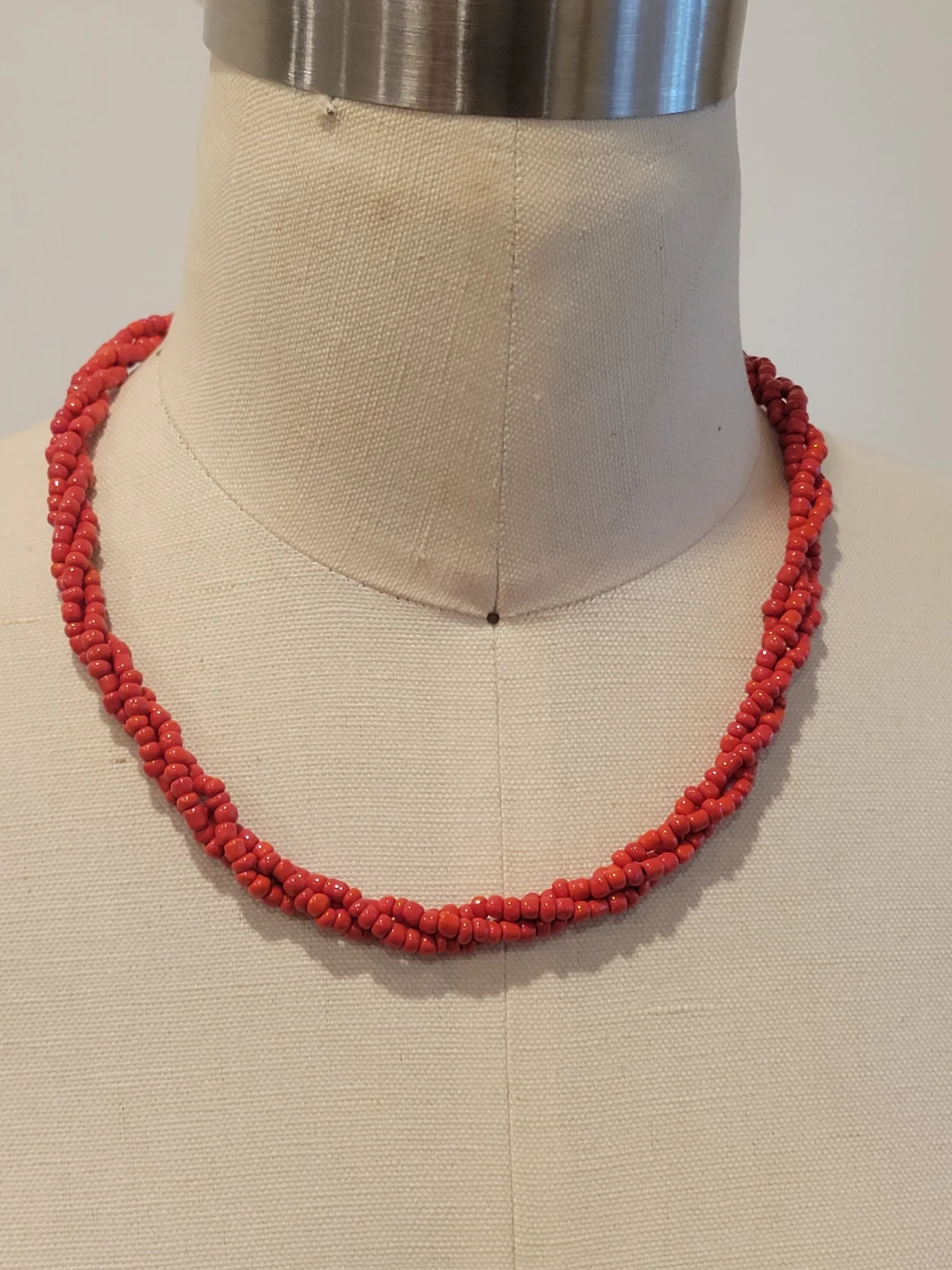 Red Beaded Twist Necklace