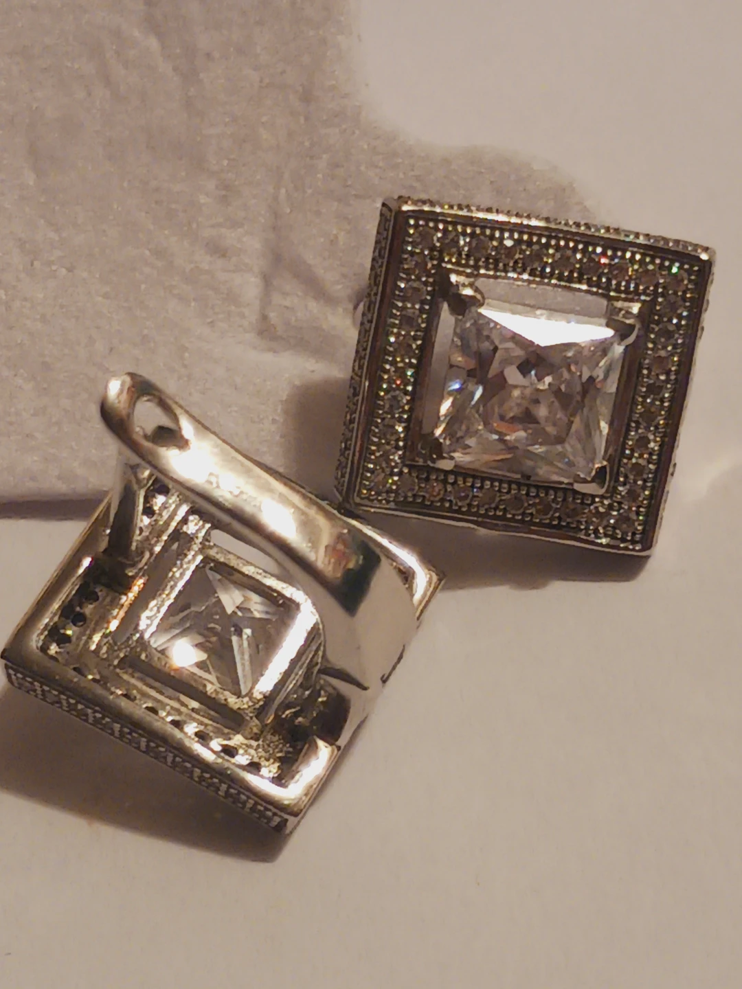 Gorgeous Sterling Silver 925 Square Stud Earrings - photo 5