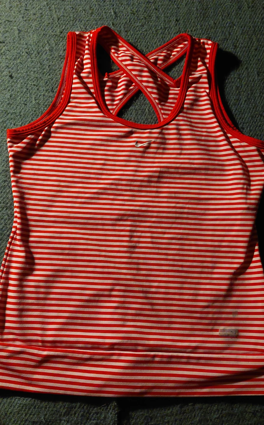 Nike Dry Fit Red and White Striped Tank Top