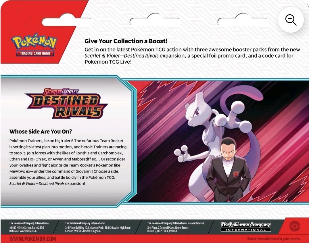 Pokémon Destined Rivals Three-Booster Blister - photo 2