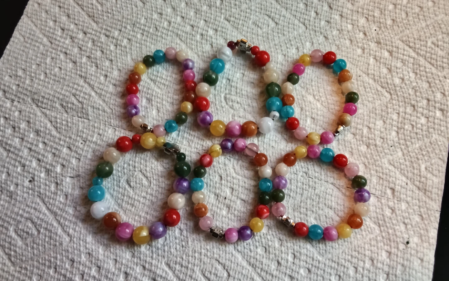 Set of 6 Multicoloured Beaded Bracelets