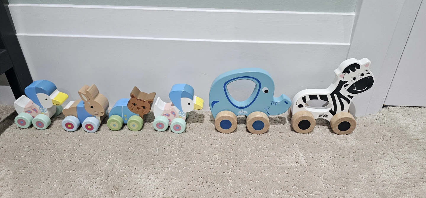 wooden animal pull-along toys