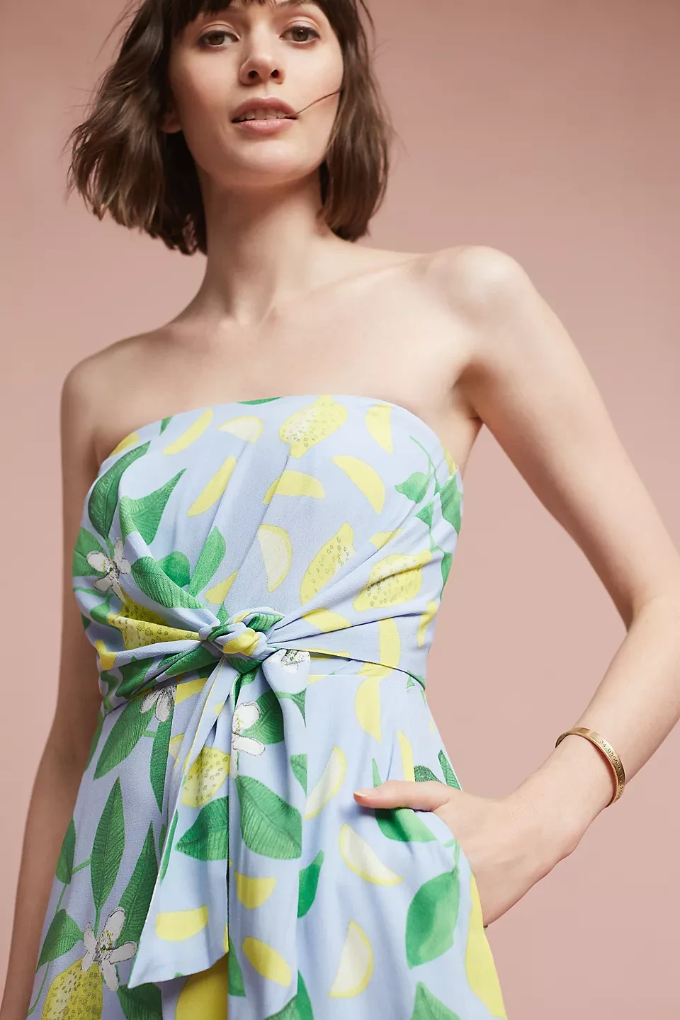 Anthropologie Maeve Lemon Grove Strapless Jumpsuit - Size 4 - photo 2