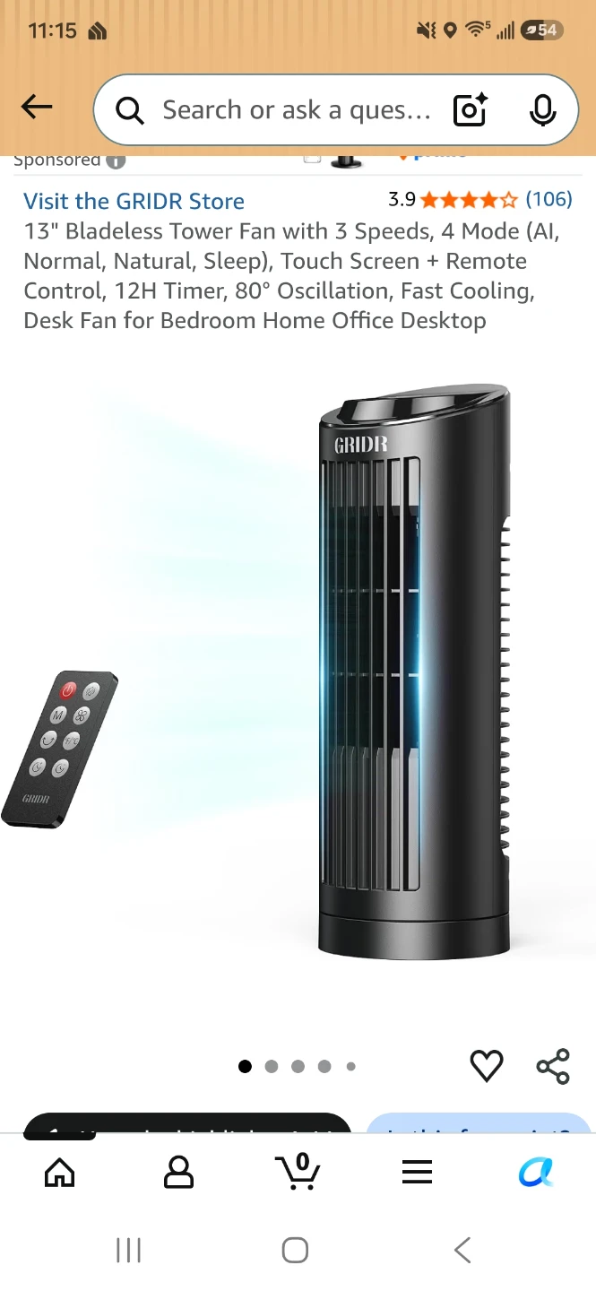 GRIDR FTS006R 13-inch Bladeless Tower Fan