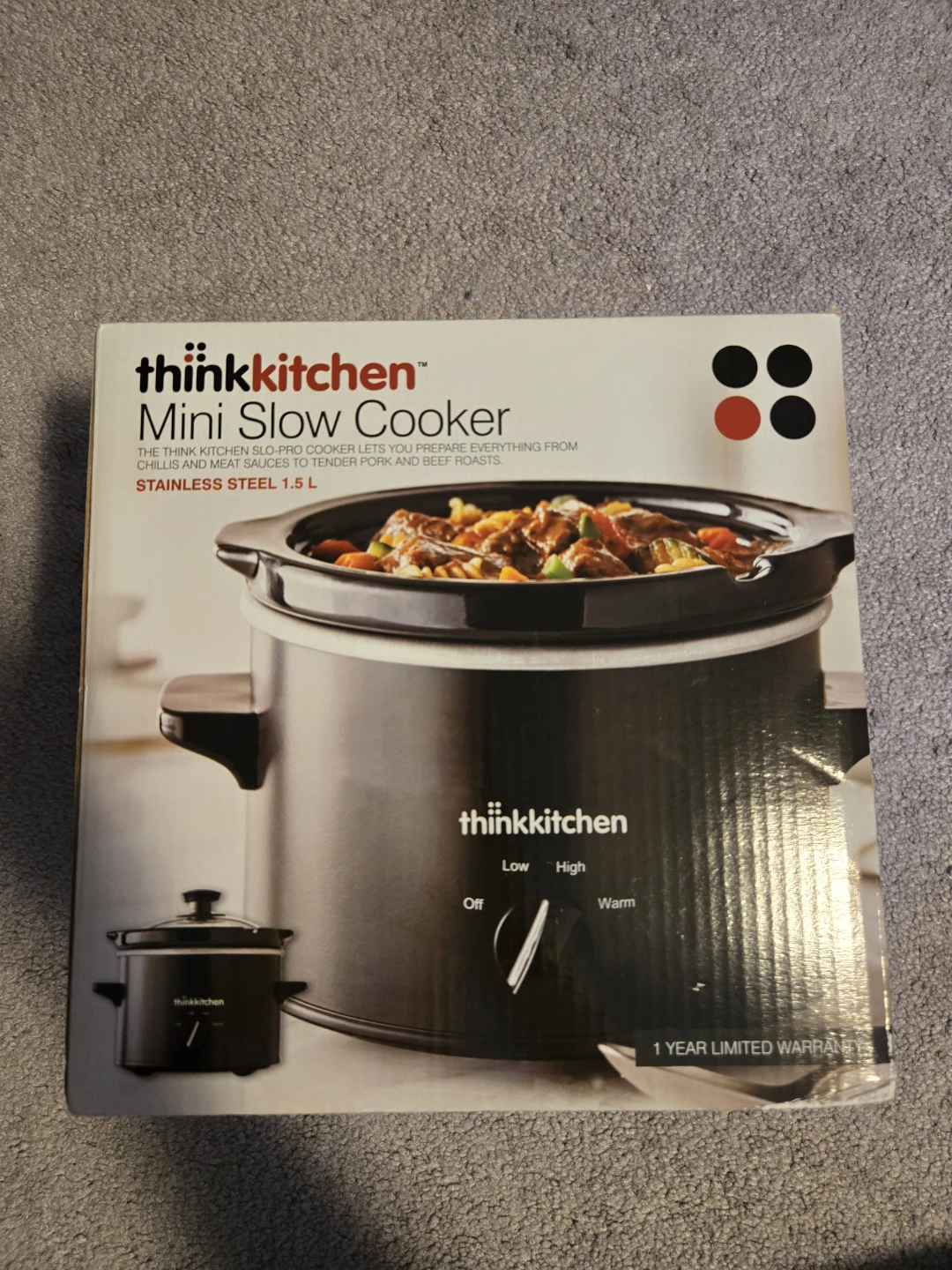 thinkkitchen 1.5L Mini Slow Cooker