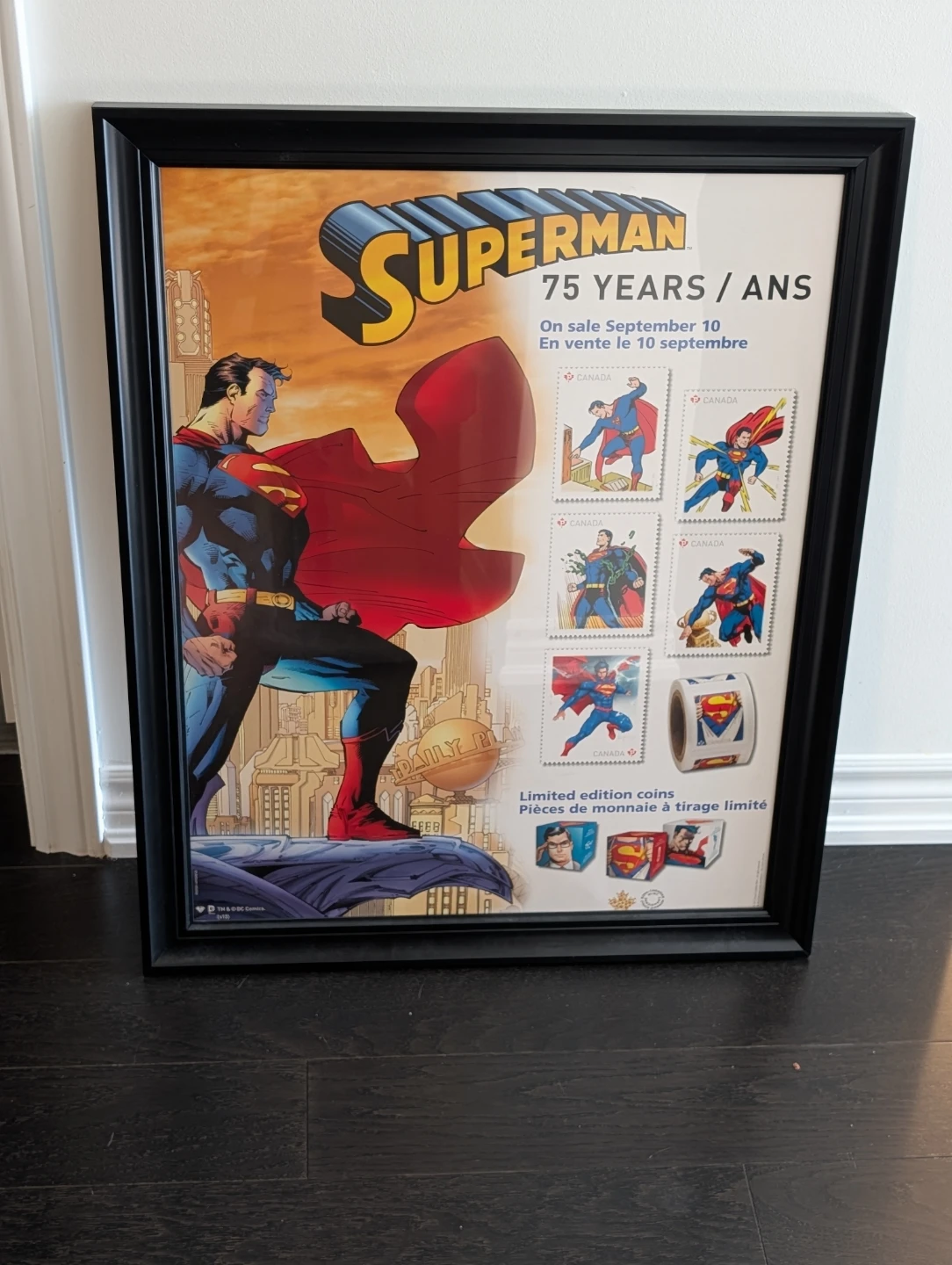 Framed Superman 75th Anniversary Canada Post Promo Poster 2013