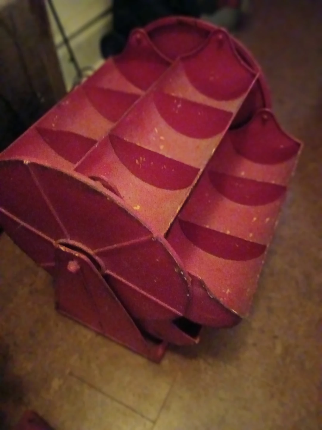 Vintage Red metal Carousel Craft or Hardware Organizer