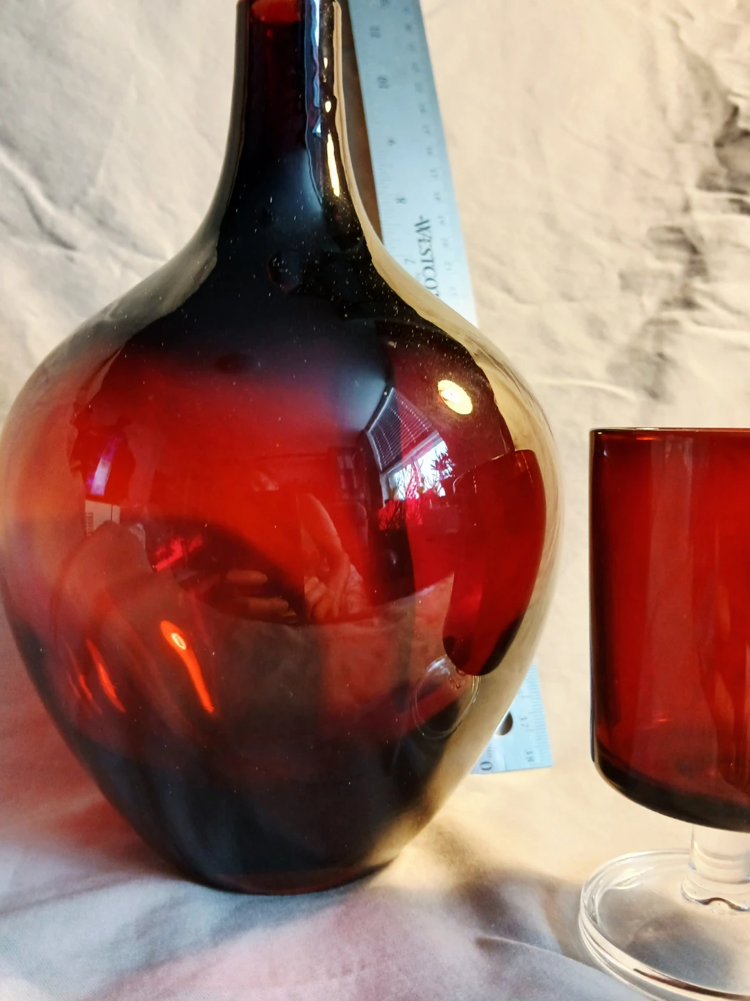 Vintage Dark Red Glass Decanter - photo 5