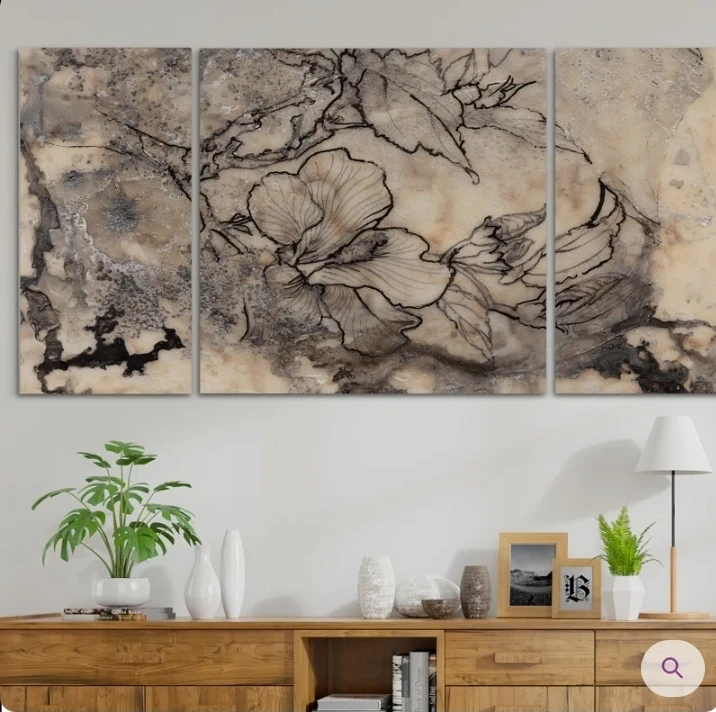 Three-piece floral canvas wall art set