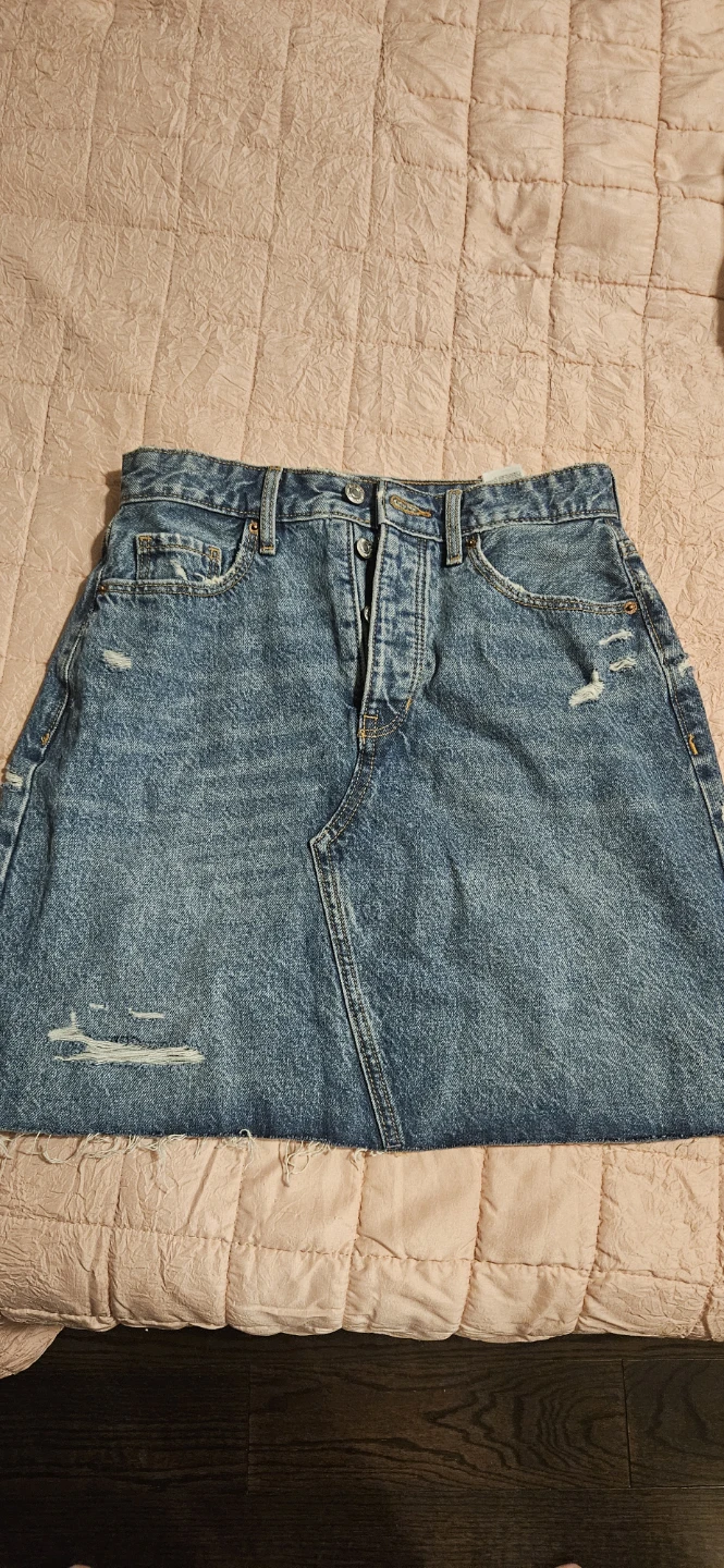 Denim Distressed Skirt