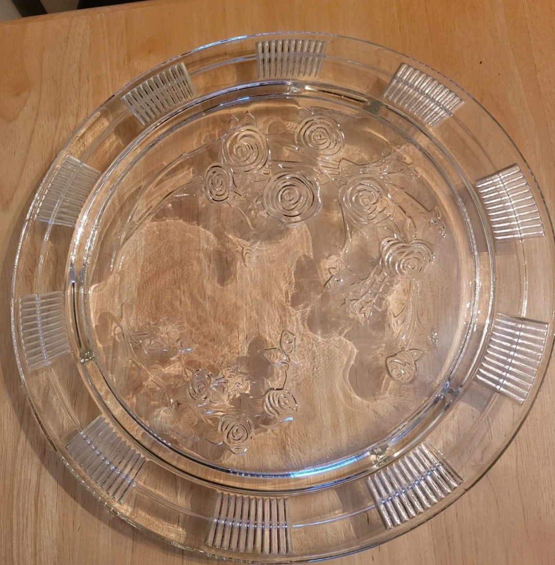 Vintage Sharon Cabbage Rose Footed Cake Plate