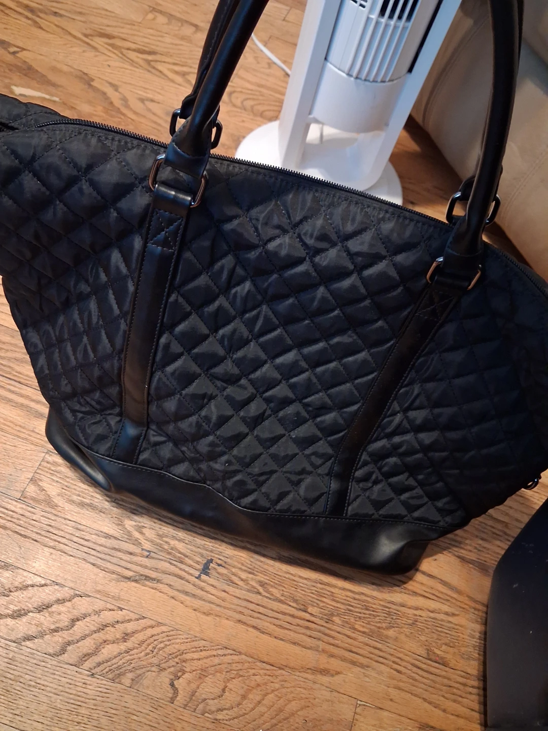 Black Quilted Duffel Bag