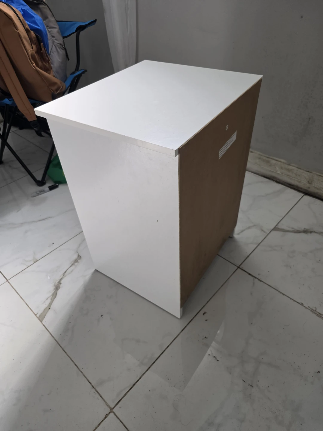 White Nightstand with Drawer - photo 3