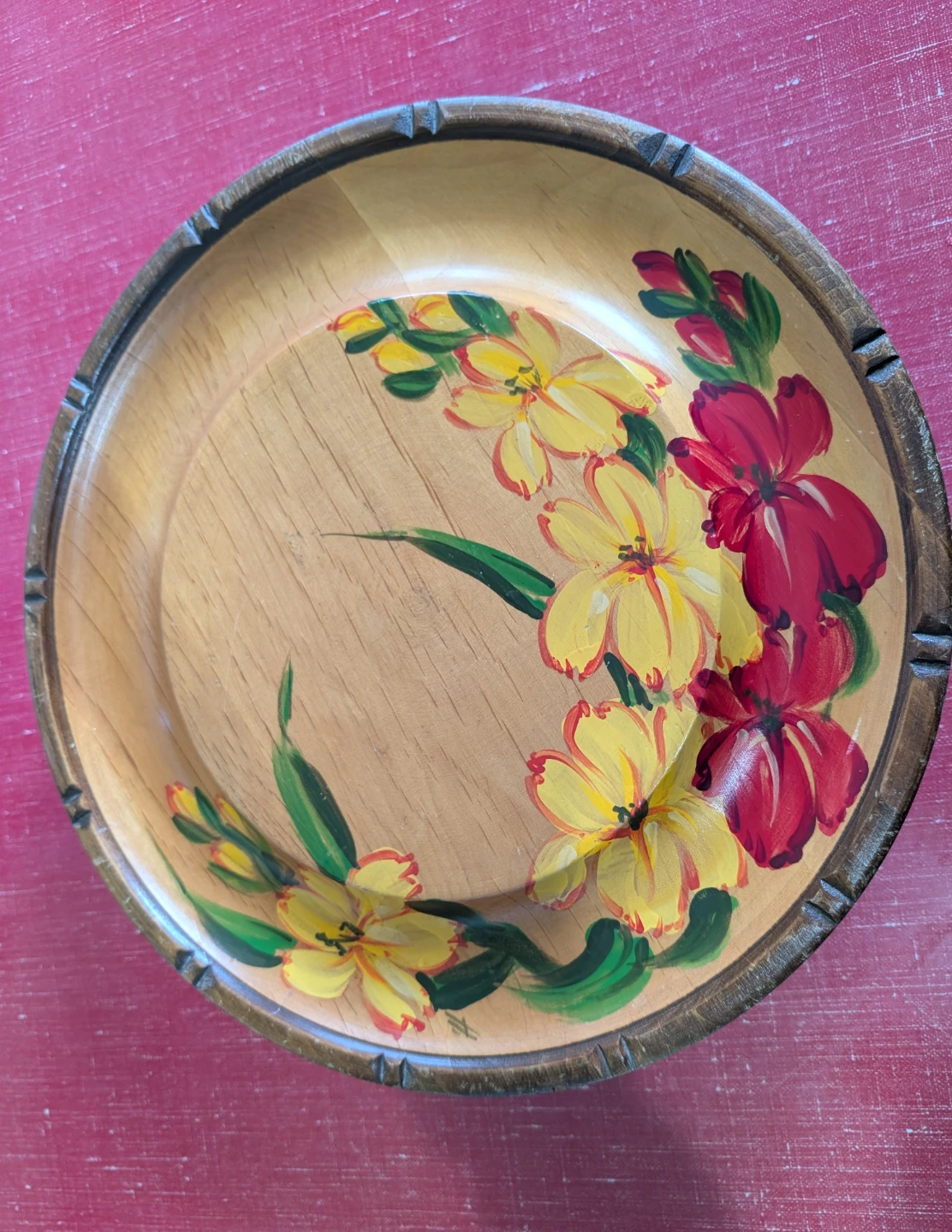 Vintage Hand Painted Wooden Rotating Cake Stand
