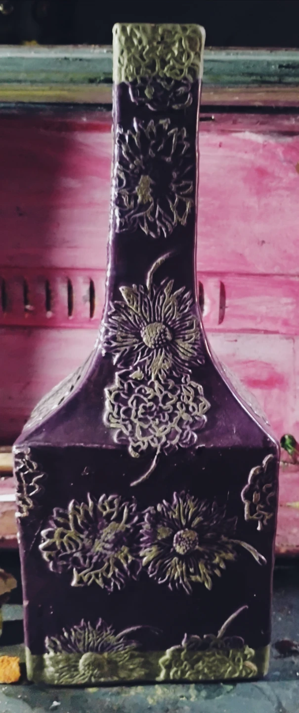 Decorative Purple Floral Glass Vase